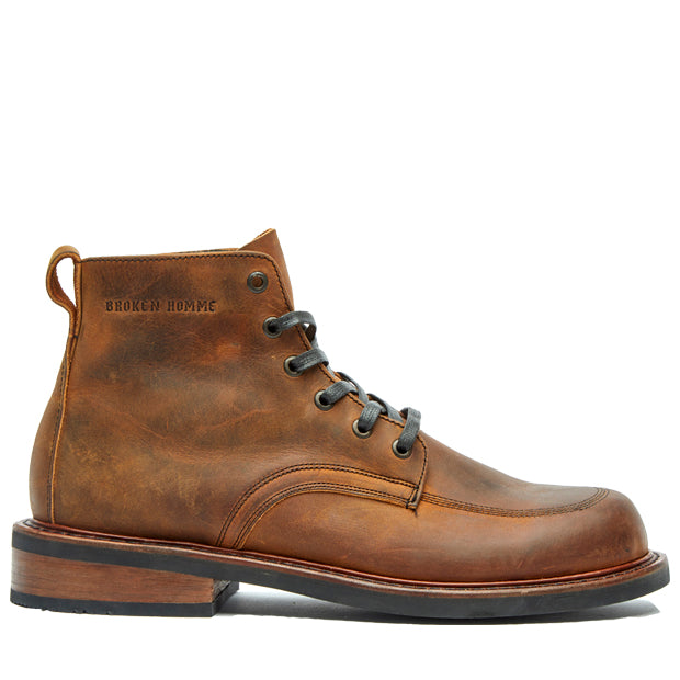 The Broken Homme Davis II men's brown leather work boot.