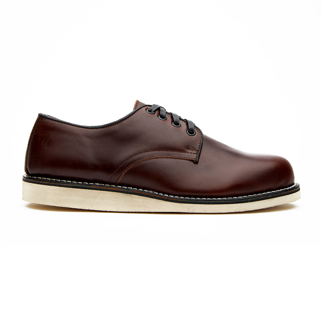 A men's brown Michael II oxford shoe featuring an oxford silhouette on a white background by Broken Homme.