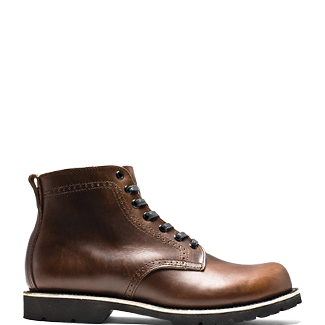 The Tydus men's brown leather boot showcases refined style on a white background, by Broken Homme.