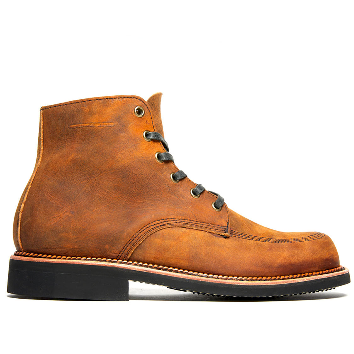 The comfortable Davis boot in tan leather by Broken Homme.