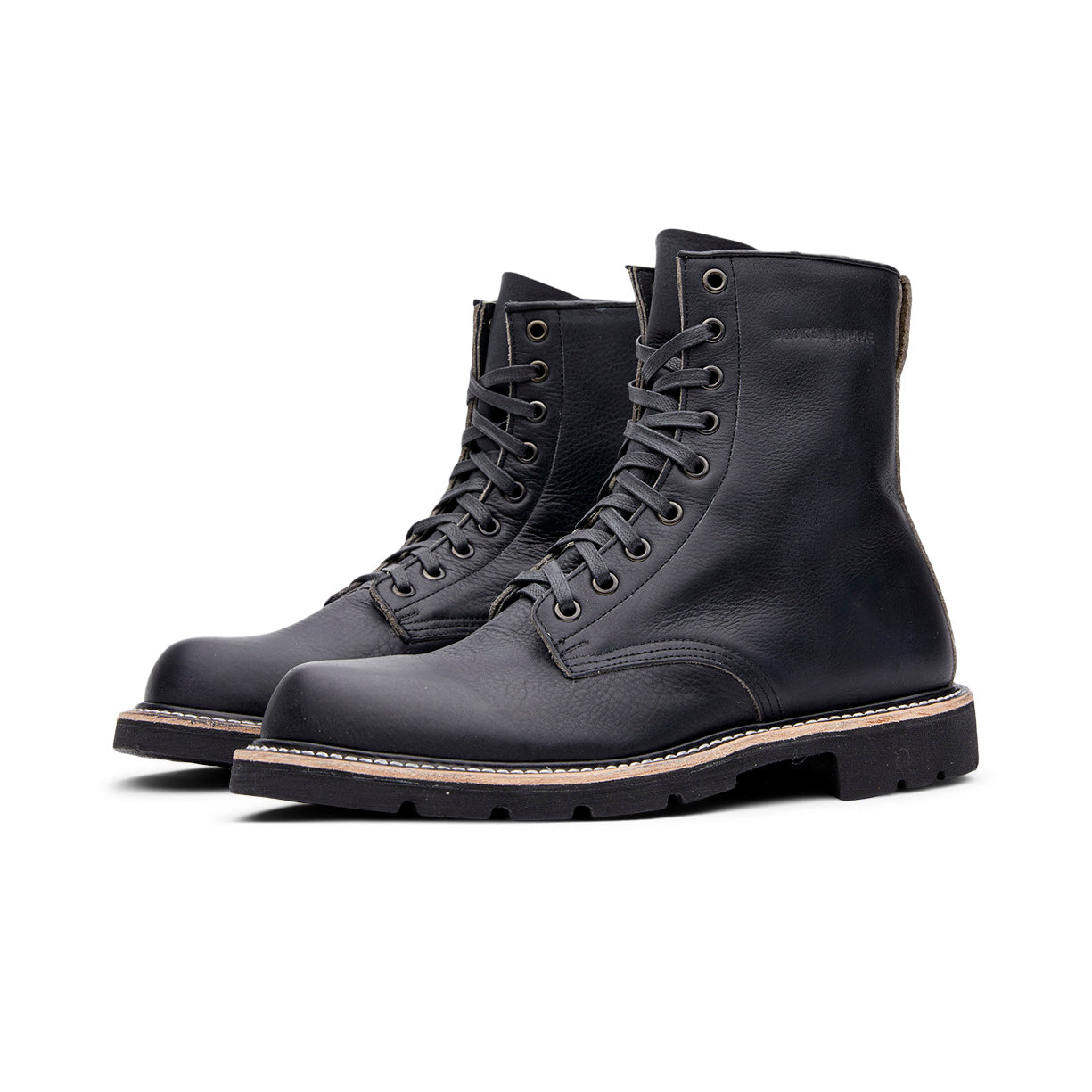 A pair of Jacob boots from Broken Homme, with a rubber sole, made in the USA.
