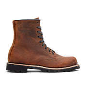 The Jacob men's brown leather boot, made with 360 full grain leather welt, is shown on a white background. (Broken Homme)