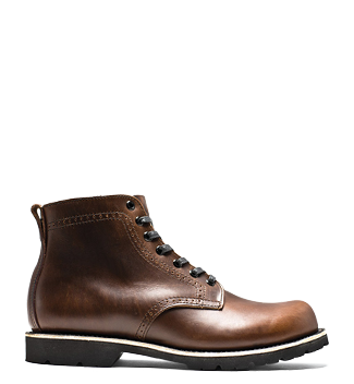 The Tydus men's brown leather boot showcases refined style on a white background, by Broken Homme.